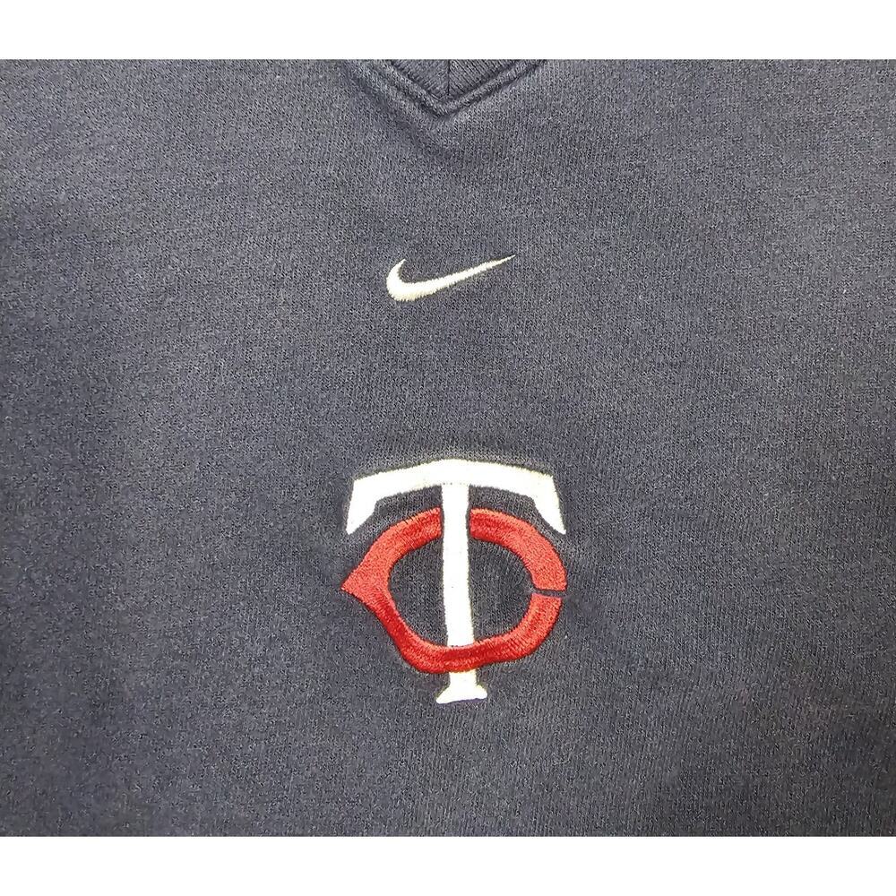 Vintage Nike Minnesota Twins Center Swoosh V Neck Sweatshirt Womens Sz XL Fade - Picture 2 of 6